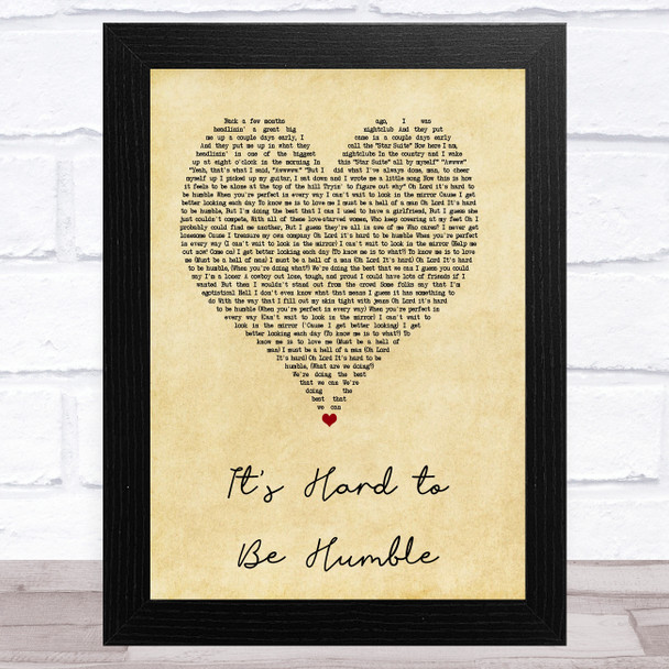 Mac Davis It's Hard to Be Humble Vintage Heart Song Lyric Art Print