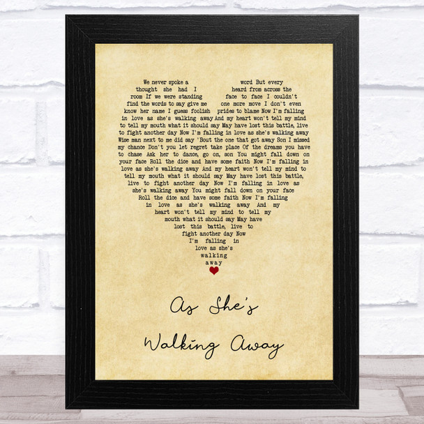 Zac Brown Band As She's Walking Away Vintage Heart Song Lyric Art Print