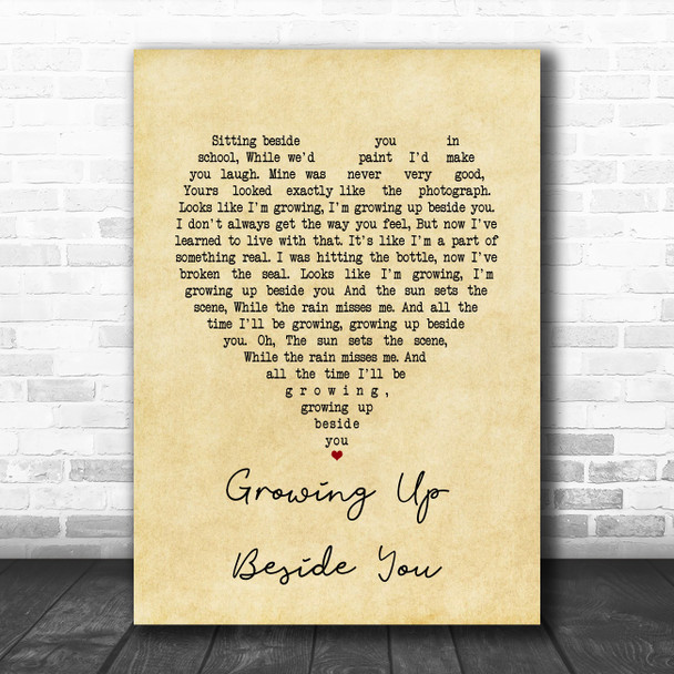 Paolo Nutini Growing Up Beside You Vintage Heart Song Lyric Art Print