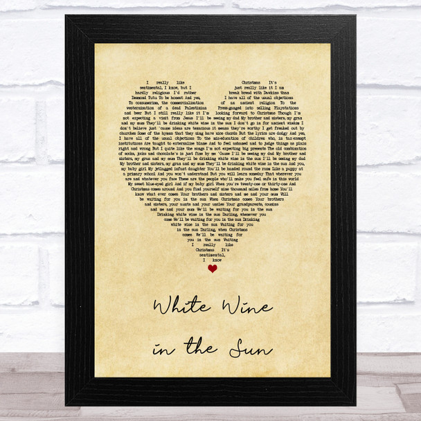 Tim Minchin White Wine in the Sun Vintage Heart Song Lyric Art Print