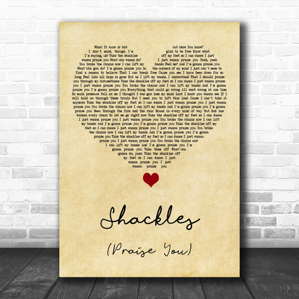 Mary Mary Shackles (Praise You) Vintage Heart Song Lyric Art Print