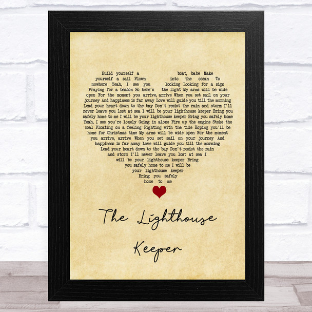 Sam Smith The Lighthouse Keeper Vintage Heart Song Lyric Art Print