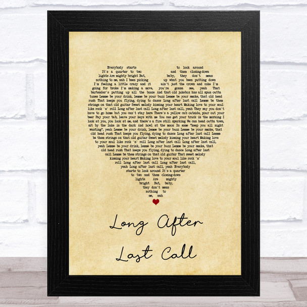 The Cadillac Three Long After Last Call Vintage Heart Song Lyric Art Print