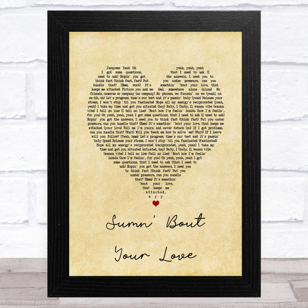Jacquees Sumn' Bout Your Love Vintage Heart Song Lyric Art Print