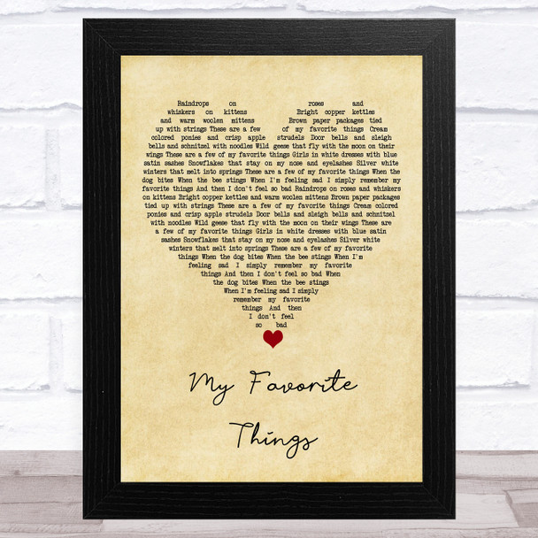 Oscar Hammerstein II, Richard Rodgers My Favorite Things Vintage Heart Song Lyric Art Print
