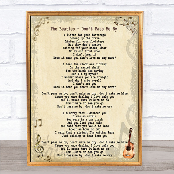 The Beatles Don't Pass Me By Song Lyric Music Wall Art Print