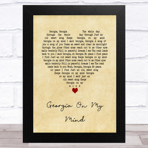 Ray Charles Georgia On My Mind Vintage Heart Song Lyric Art Print