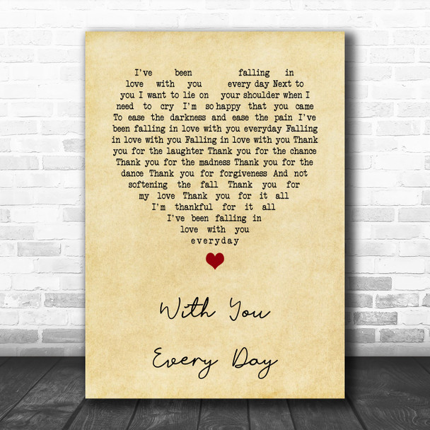 Beth Hart With You Every Day Vintage Heart Song Lyric Art Print