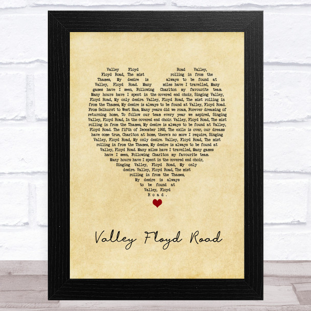 Charlton Athletic Football Club Valley Floyd Road Vintage Heart Song Lyric Art Print