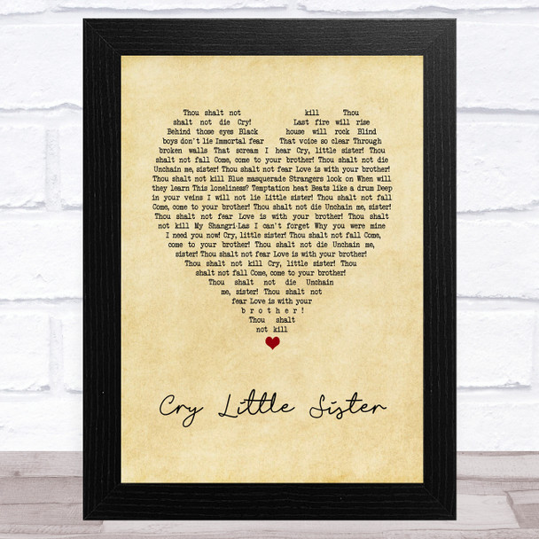 Gerard McMahon Cry Little Sister Vintage Heart Song Lyric Art Print