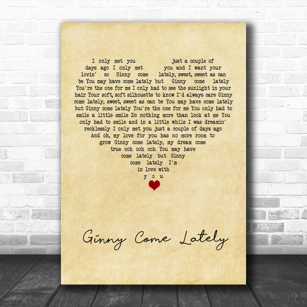 Brian Hyland Ginny Come Lately Vintage Heart Song Lyric Art Print