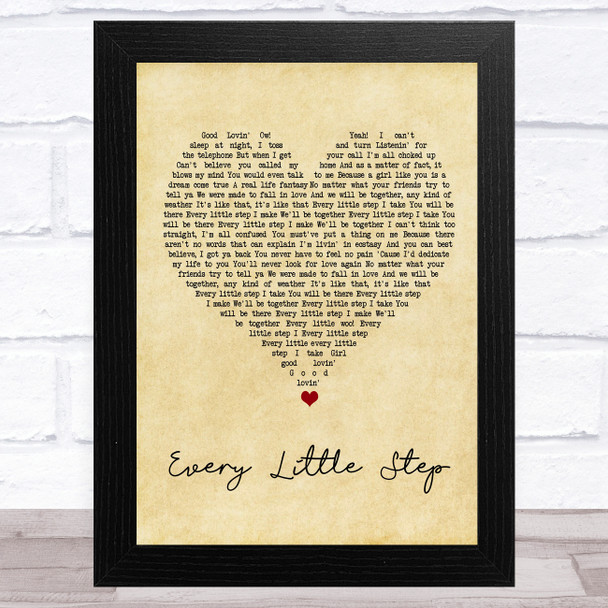 Bobby Brown Every Little Step Vintage Heart Song Lyric Art Print