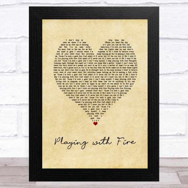 N-Dubz Playing with Fire Vintage Heart Song Lyric Art Print