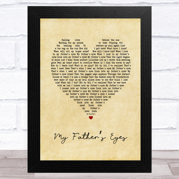 Eric Clapton My Fathers Eyes Vintage Heart Song Lyric Art Print