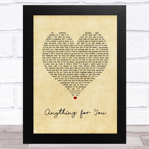 Ludo Anything for You Vintage Heart Song Lyric Art Print