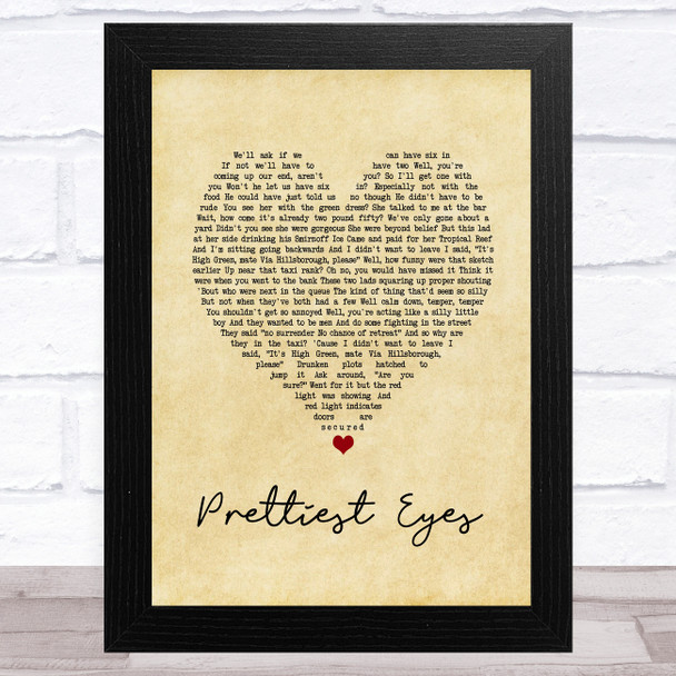 The Beautiful South Prettiest Eyes Vintage Heart Song Lyric Art Print