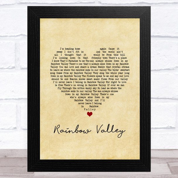 The Love Affair Rainbow Valley Vintage Heart Song Lyric Art Print