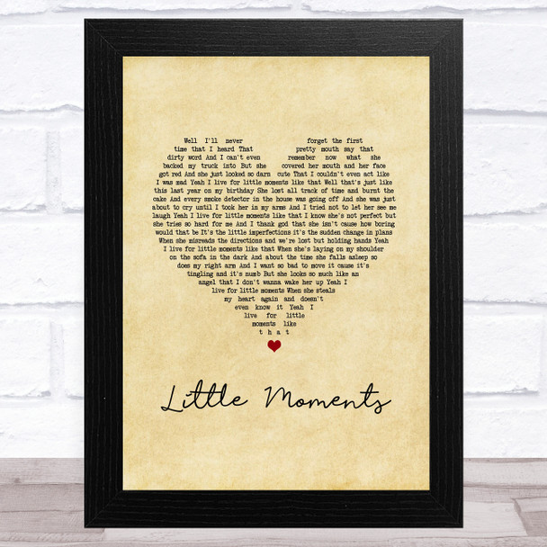 Brad Paisley Little Moments Vintage Heart Song Lyric Art Print