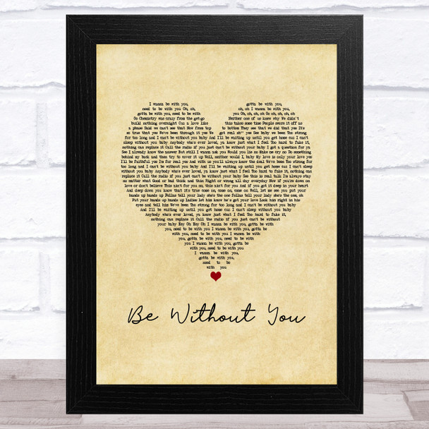 Mary J Blige Be Without You Vintage Heart Song Lyric Art Print