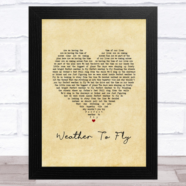 Elbow Weather To Fly Vintage Heart Song Lyric Art Print