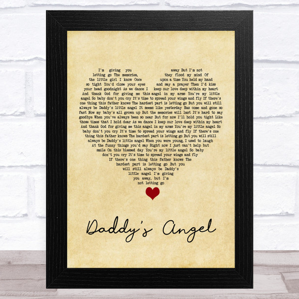 Tony Carter Daddy's Angel Vintage Heart Song Lyric Art Print
