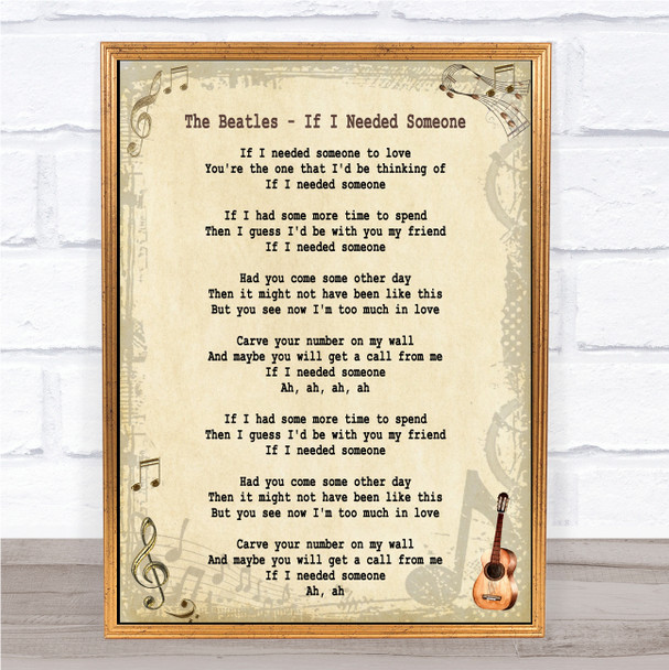 The Beatles If I Needed Someone Song Lyric Music Wall Art Print