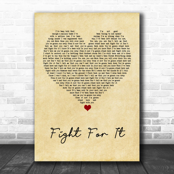 Lucy Spraggan Fight For It Vintage Heart Song Lyric Art Print