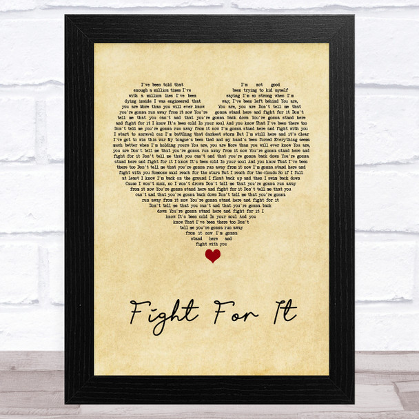 Lucy Spraggan Fight For It Vintage Heart Song Lyric Art Print