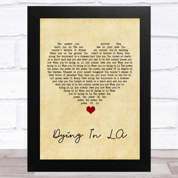 Panic! At The Disco Dying In LA Vintage Heart Song Lyric Art Print