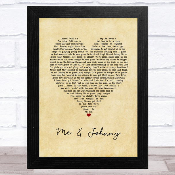 Rick Springfield Me & Johnny Vintage Heart Song Lyric Art Print