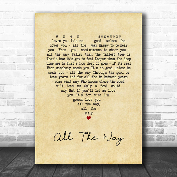 Billie Holiday All The Way Vintage Heart Song Lyric Art Print