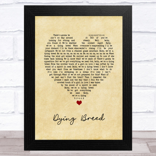The Killers Dying Breed Vintage Heart Song Lyric Art Print