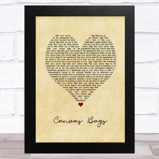 Tim Minchin Canvas Bags Vintage Heart Song Lyric Art Print