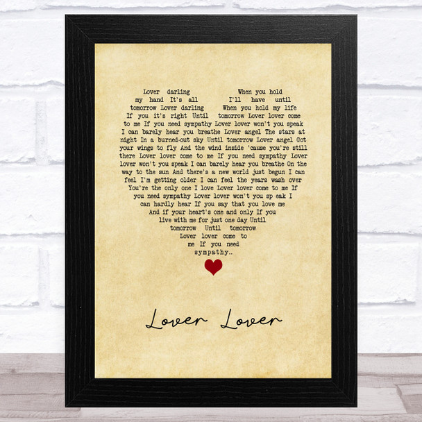 James iha Lover Lover Vintage Heart Song Lyric Art Print