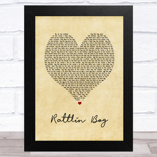 Stramash Rattlin Bog Vintage Heart Song Lyric Art Print