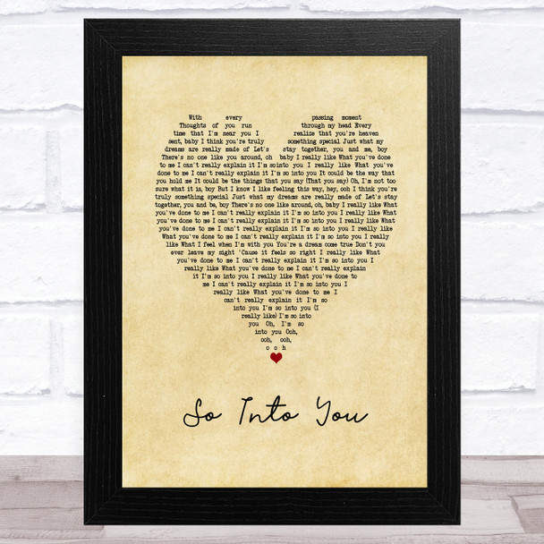 Tamia So Into You Vintage Heart Song Lyric Art Print