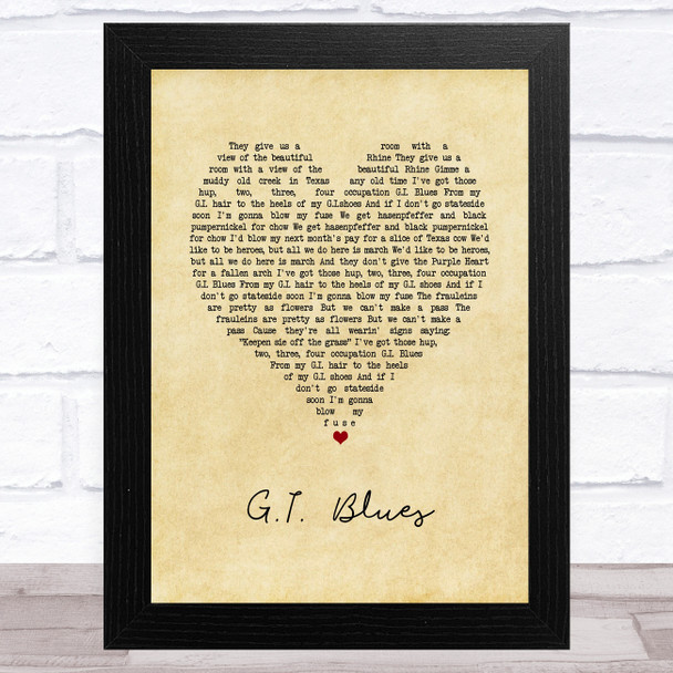 Elvis Presley G.I. Blues Vintage Heart Song Lyric Art Print