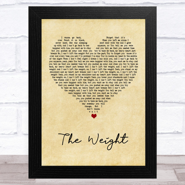 Shawn Mendes The Weight Vintage Heart Song Lyric Art Print