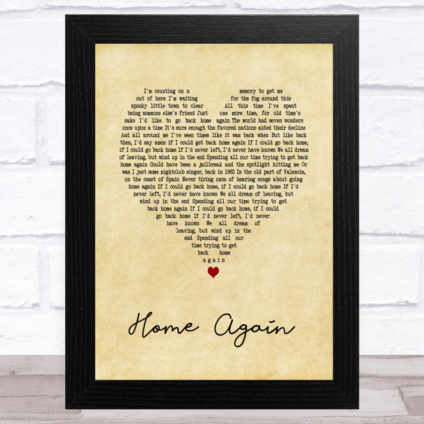 Elton John Home Again Vintage Heart Song Lyric Art Print