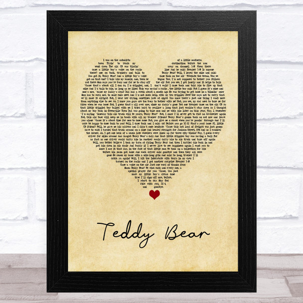 Red Sovine Teddy Bear Vintage Heart Song Lyric Art Print