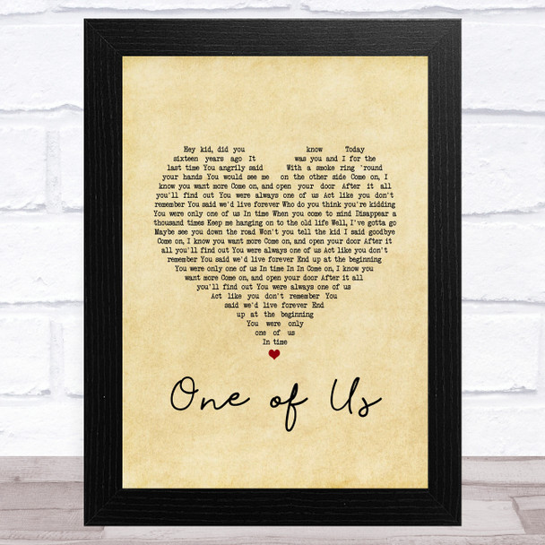 Liam Gallagher One of Us Vintage Heart Song Lyric Art Print