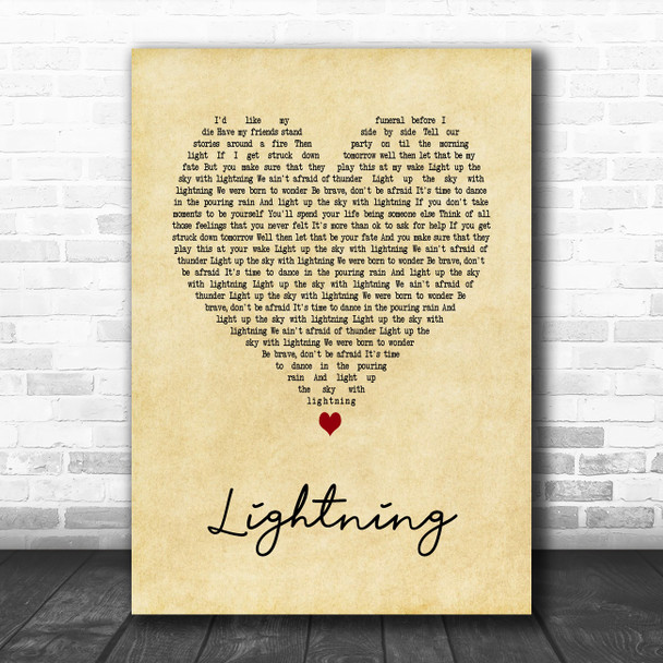 Lucy Spraggan Lightning Vintage Heart Song Lyric Art Print