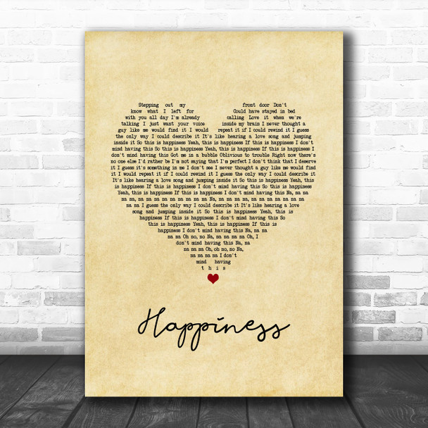 McFly Happiness Vintage Heart Song Lyric Art Print