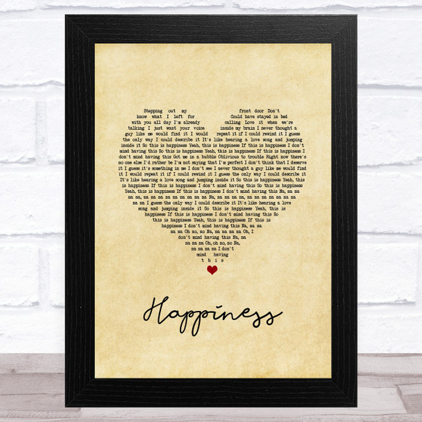 McFly Happiness Vintage Heart Song Lyric Art Print McFly Happiness Vintage Heart Song Lyric Art Print