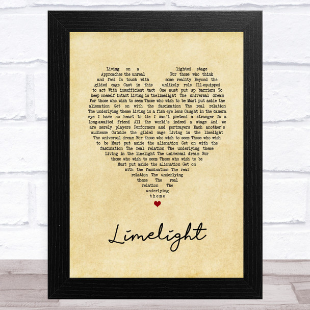 Rush Limelight Vintage Heart Song Lyric Art Print