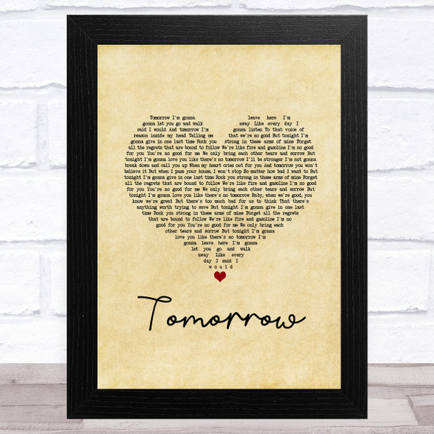 Chris Young Tomorrow Vintage Heart Song Lyric Art Print