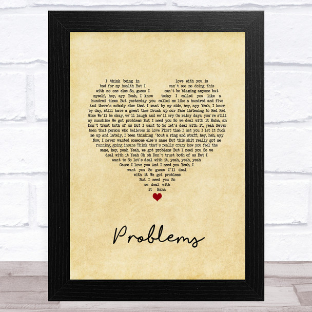 Anne-Marie Problems Vintage Heart Song Lyric Art Print