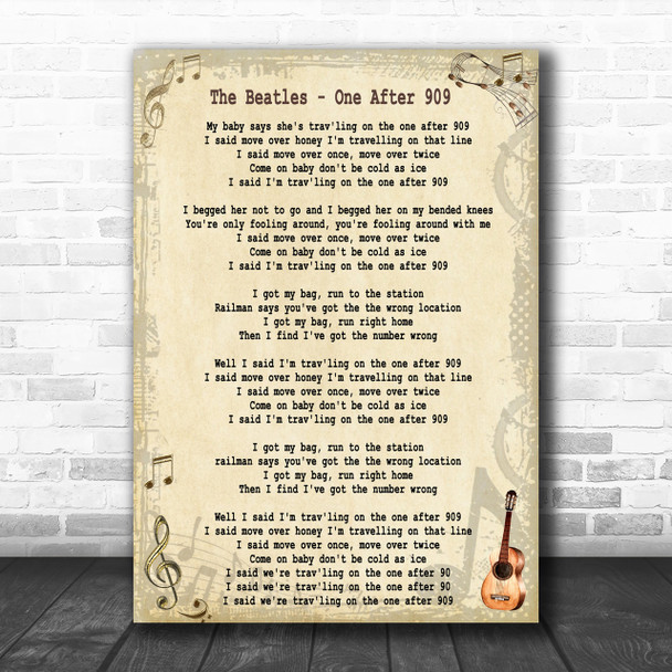 The Beatles One After 909 Song Lyric Music Wall Art Print