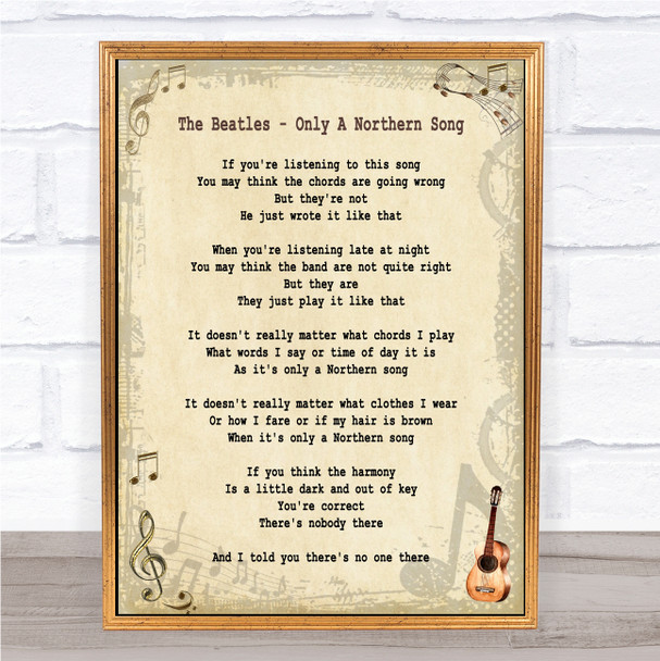 The Beatles Only A Northern Song Song Lyric Music Wall Art Print