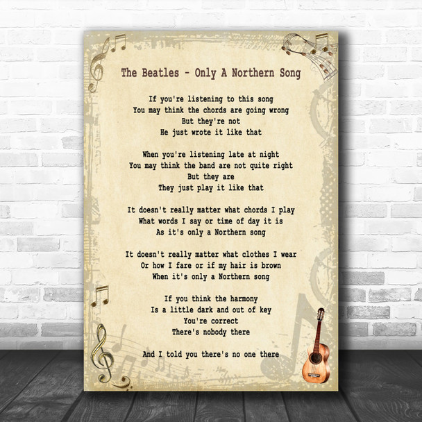 The Beatles Only A Northern Song Song Lyric Music Wall Art Print